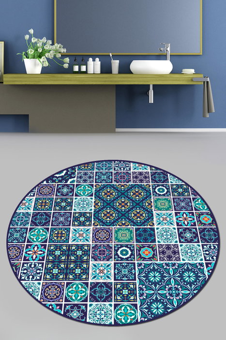 Mijölnir Carres Bleus Alfombrilla de Baño Multicolor 160 cm Mijölnir Carres Bleus Alfombrilla de Baño Multicolor 160 cm